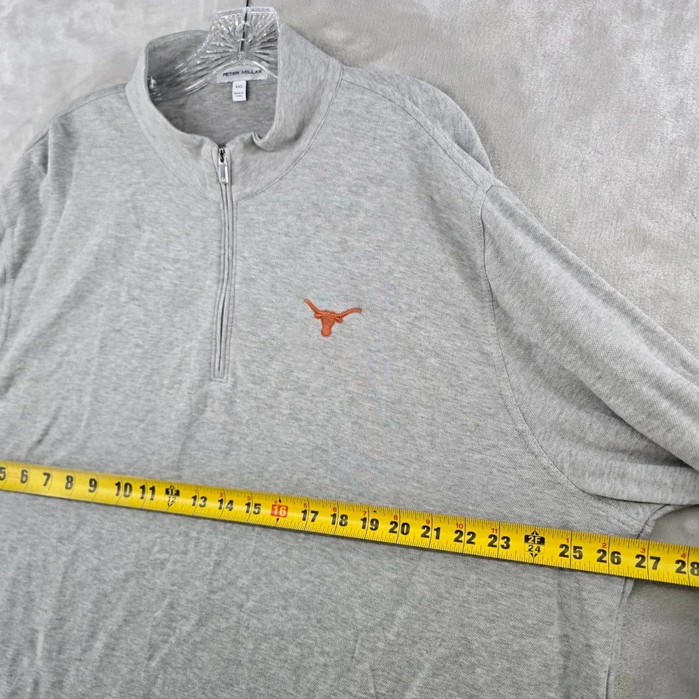 Peter Millar Quarter Zip Pullover Mens XXL Gray Texas Longhorns Embroidered Logo